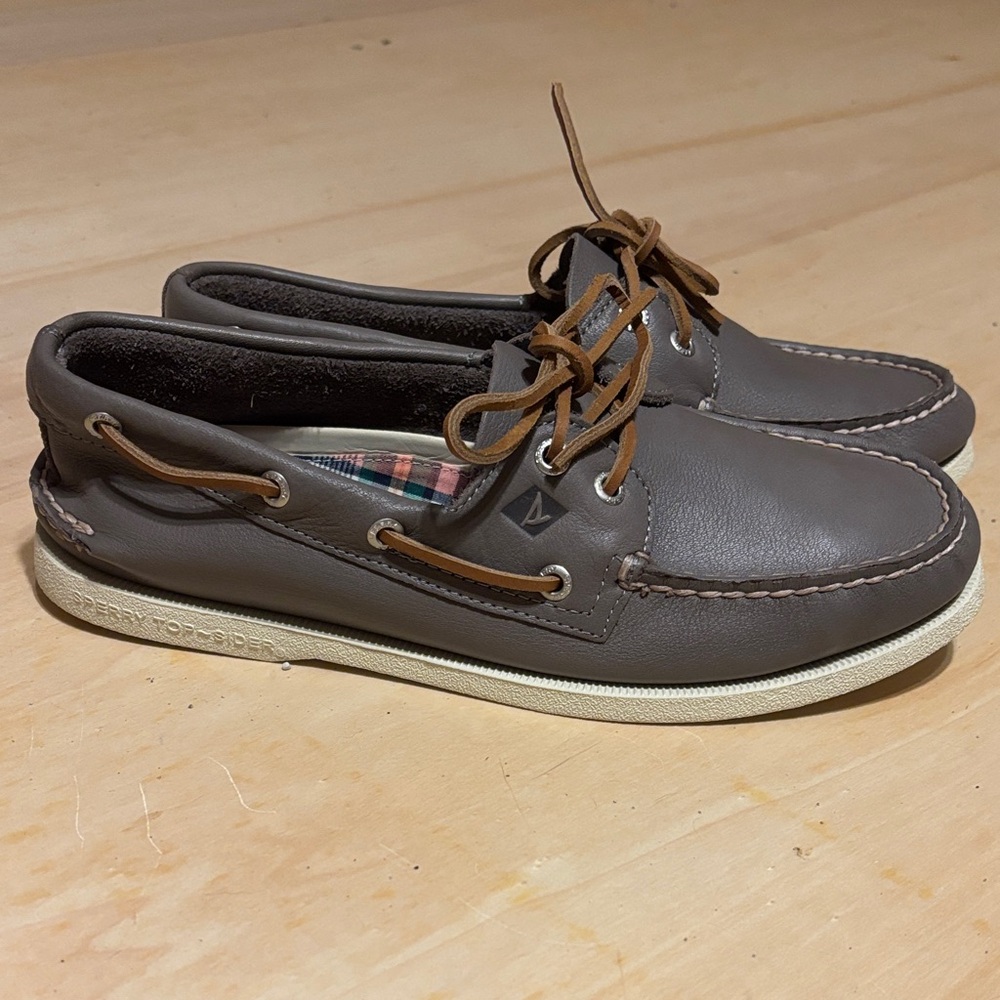 Sperry Men's Top-Sider Leather Boat Shoes Sz 8.5 EUC Gray